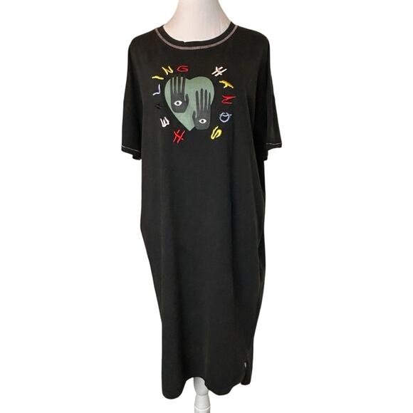 Isadora Dresses & Skirts - Isadora T-Shirt Dress Womens Size M Black Organic Cotton Healing Hands Loose NWT